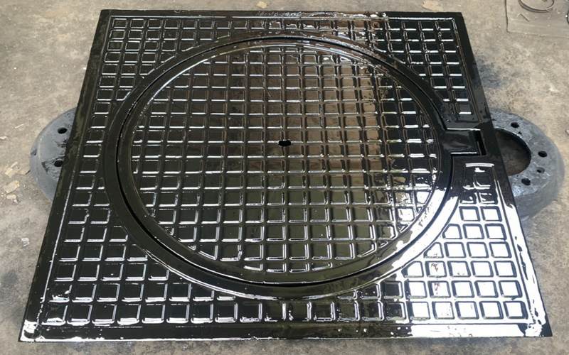 Nắp gang hố ga khung dương nắp tròn KT 1000 x 1000