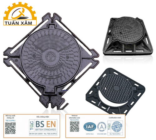Nắp hố ga giá rẻ khung dương nắp tròn kích thước 800 x 800